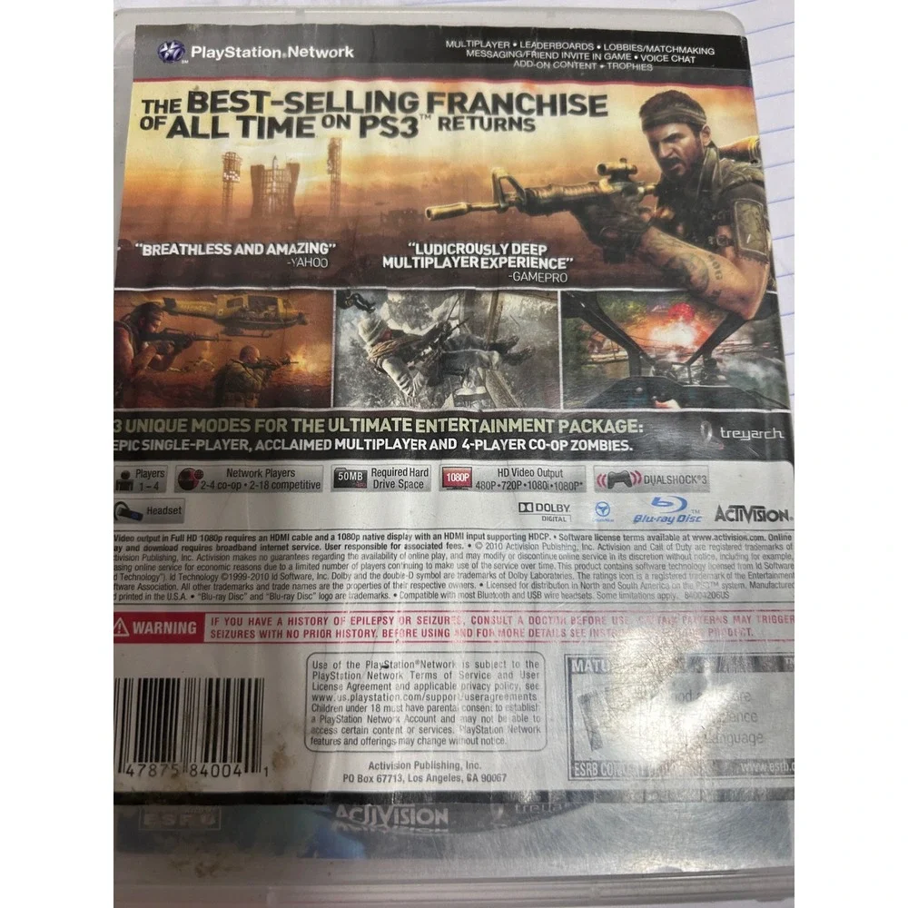 Call of‎ Duty Black Ops PlayStation 3 PS3 Video Game Complete CIB